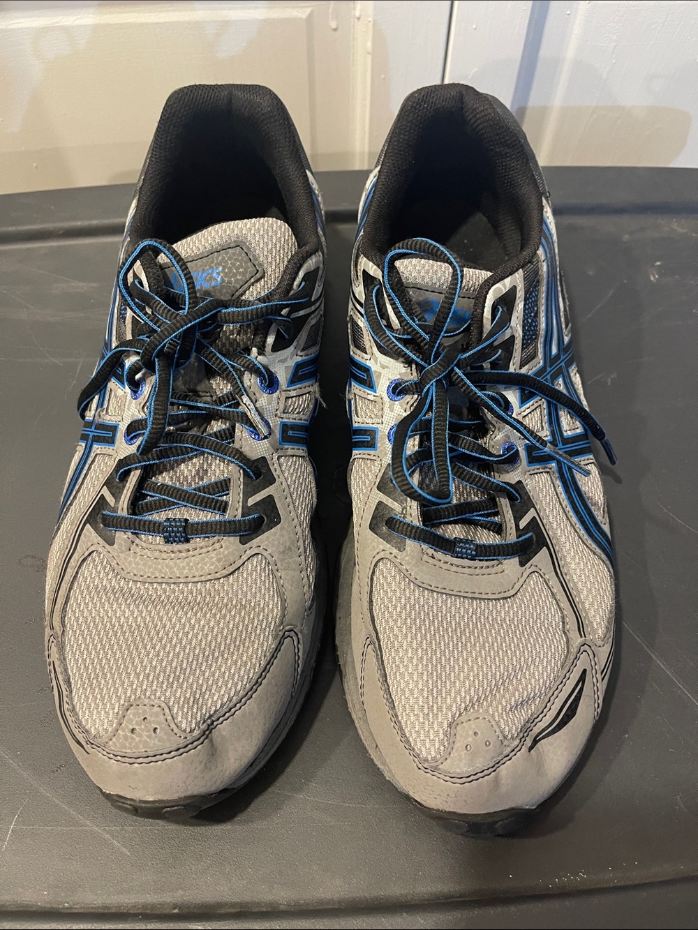 Asics Gray and Blue Men's Athletic Sneakers
